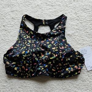 Nwt Athleta Leopard High Neck Bikini Top 38 D/DD Black Swim